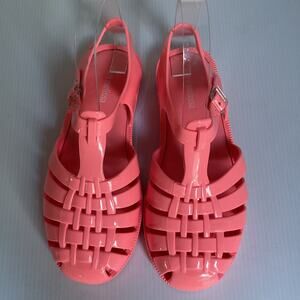 Mini Melissa Jelly Sandals  Pink Girls Buckle Summer Shoes Vegan Brazil